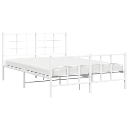 vidaXL Metal Bed Frame without Mattress with Footboard White 135x190cm