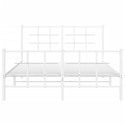 vidaXL Metal Bed Frame without Mattress with Footboard White 135x190cm