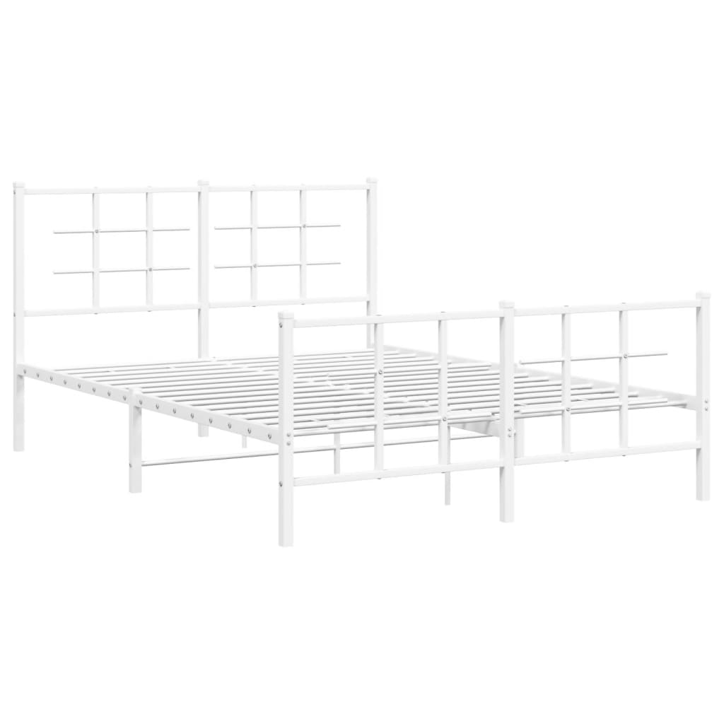 vidaXL Metal Bed Frame without Mattress with Footboard White 140x190cm