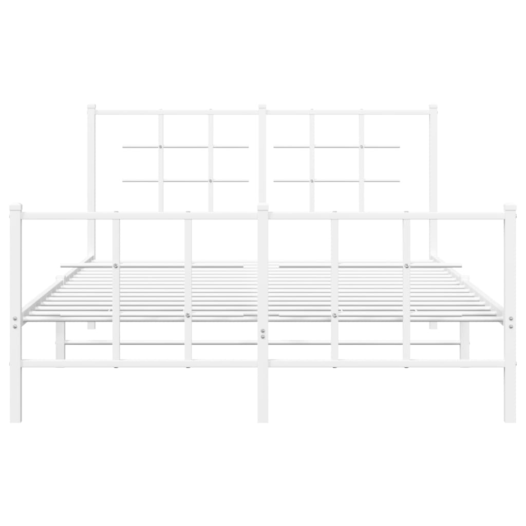vidaXL Metal Bed Frame without Mattress with Footboard White 140x190cm