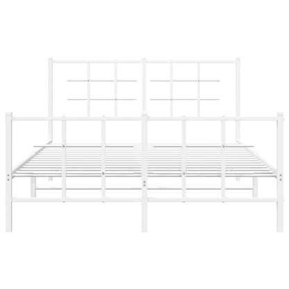 vidaXL Metal Bed Frame without Mattress with Footboard White 140x190cm