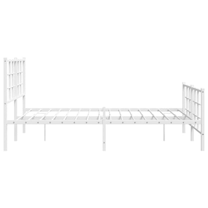 vidaXL Metal Bed Frame without Mattress with Footboard White 140x190cm