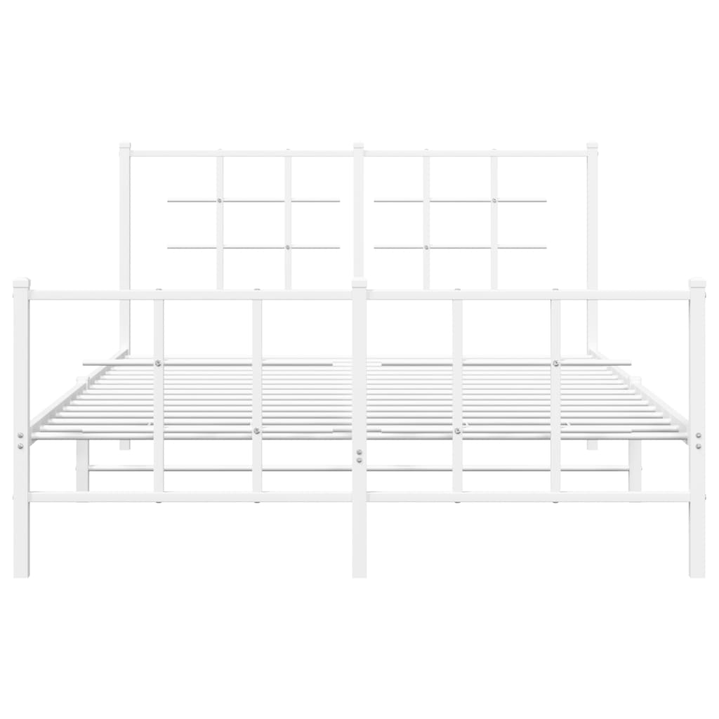vidaXL Metal Bed Frame without Mattress with Footboard White 140x200cm