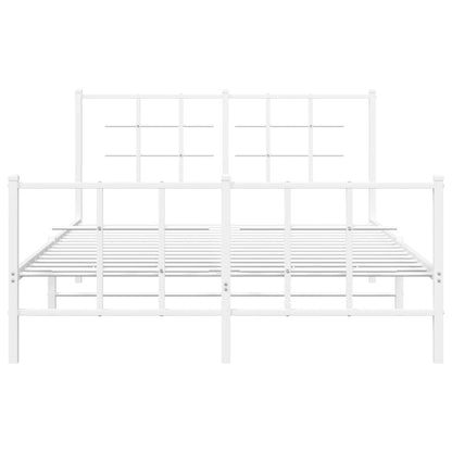 vidaXL Metal Bed Frame without Mattress with Footboard White 140x200cm
