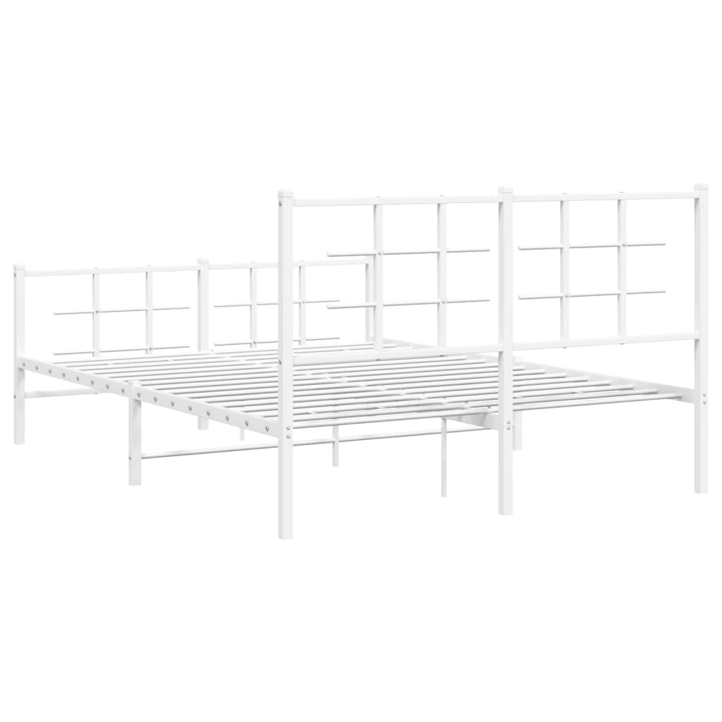 vidaXL Metal Bed Frame without Mattress with Footboard White 140x200cm