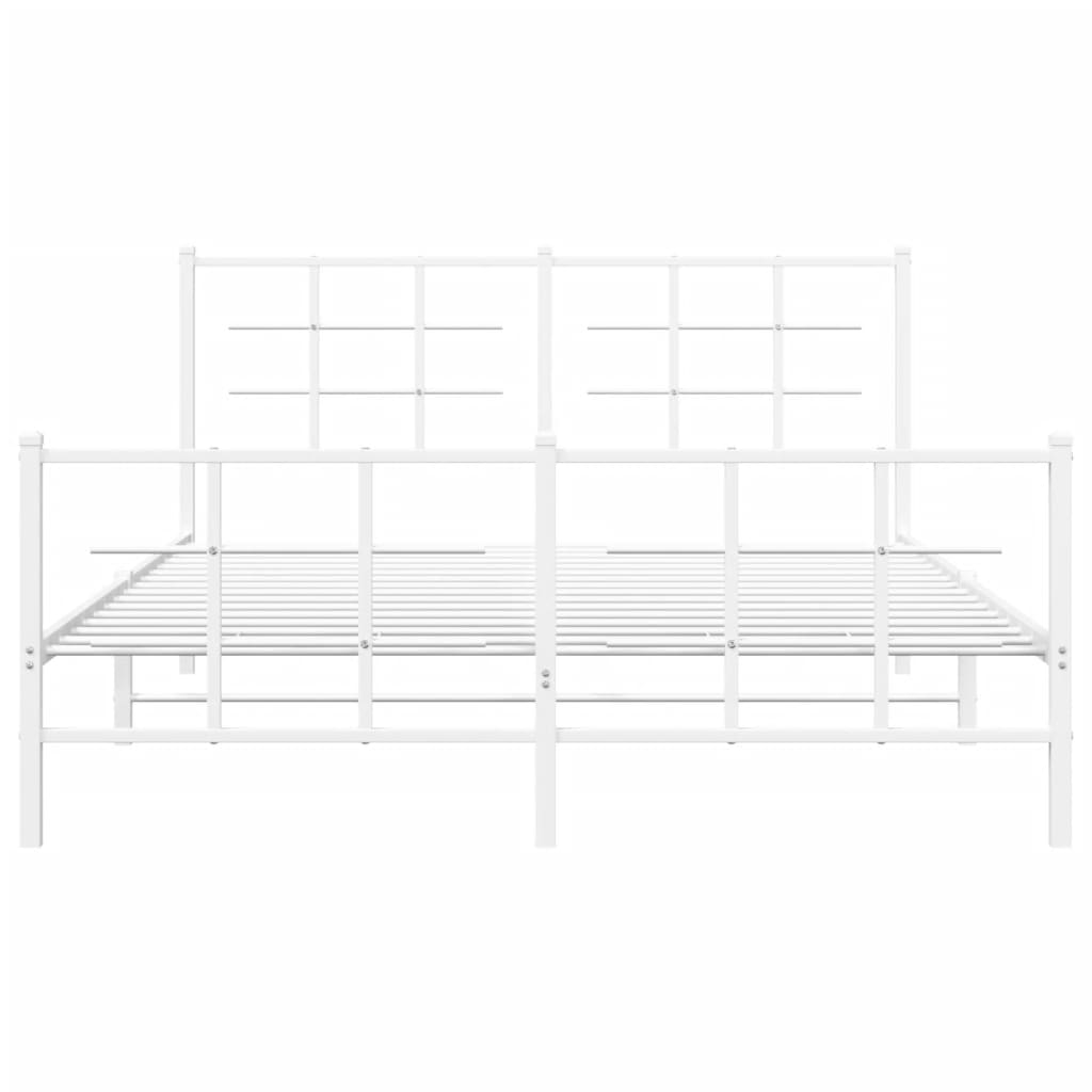 vidaXL Metal Bed Frame without Mattress with Footboard White 150x200cm