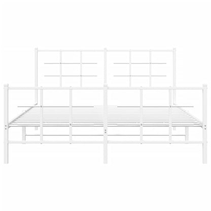 vidaXL Metal Bed Frame without Mattress with Footboard White 150x200cm
