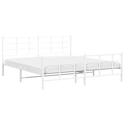 vidaXL Metal Bed Frame without Mattress with Footboard White 183x213cm