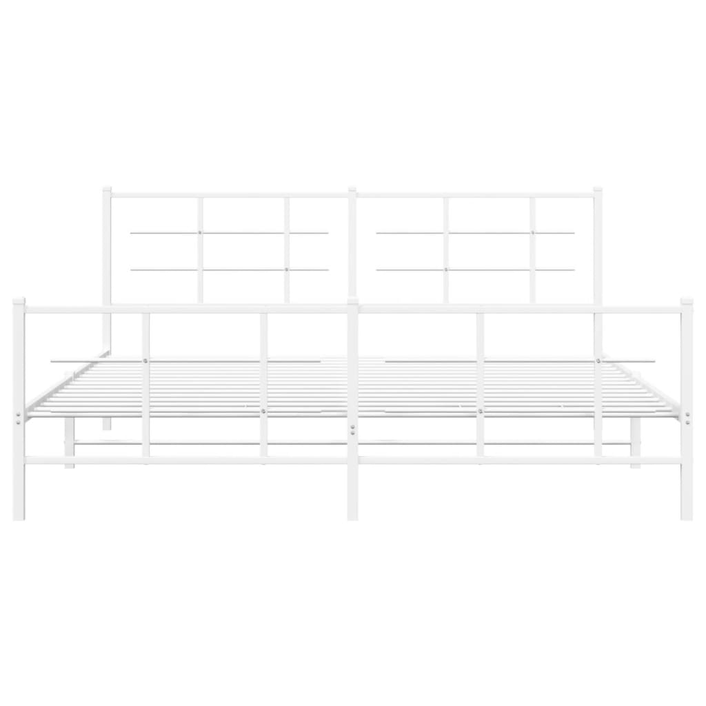 vidaXL Metal Bed Frame without Mattress with Footboard White 183x213cm