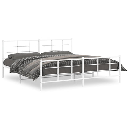 vidaXL Metal Bed Frame without Mattress with Footboard White 193x203cm