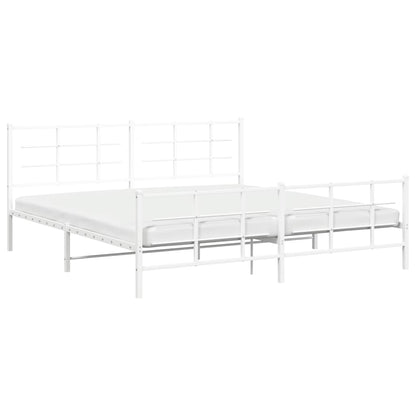 vidaXL Metal Bed Frame without Mattress with Footboard White 193x203cm
