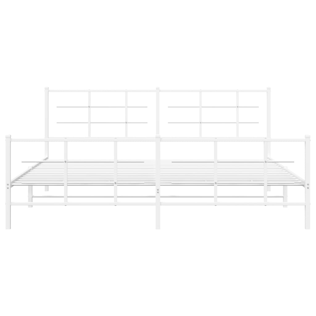 vidaXL Metal Bed Frame without Mattress with Footboard White 193x203cm