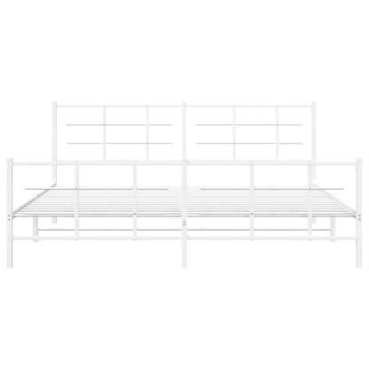 vidaXL Metal Bed Frame without Mattress with Footboard White 193x203cm