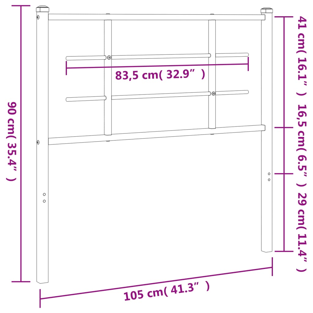 vidaXL Metal Replace Headboard White 100 cm