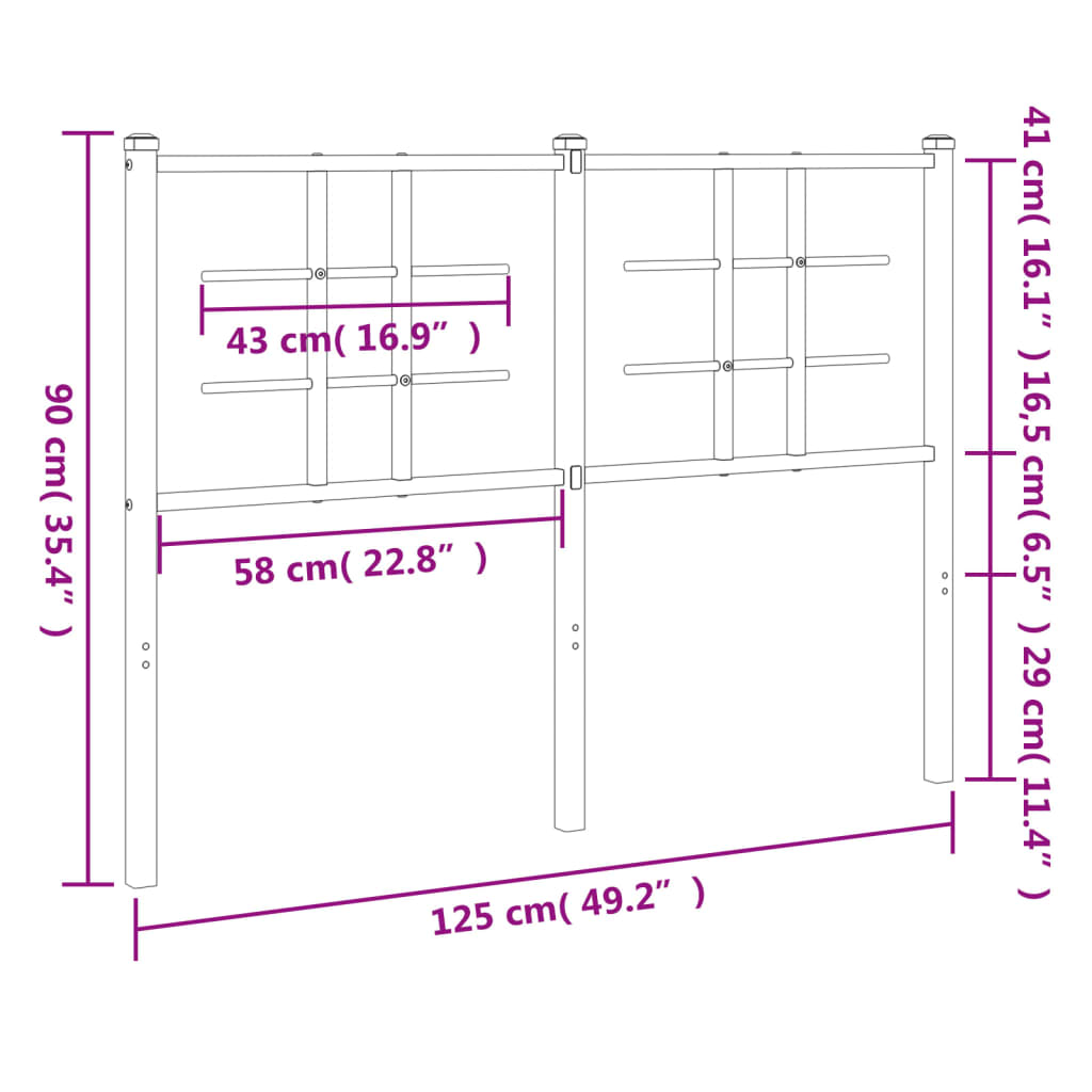 vidaXL Metal Replace Headboard White 120 cm