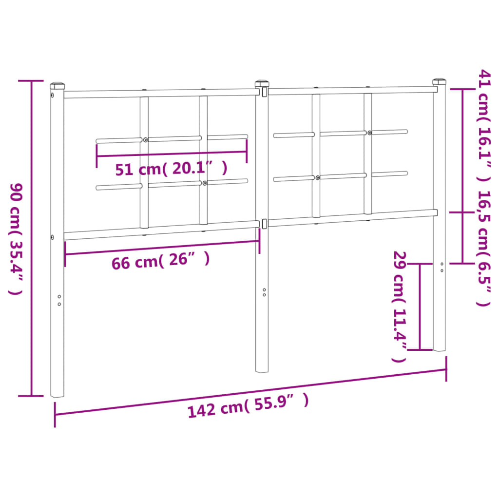 vidaXL Metal Replace Headboard White 135 cm