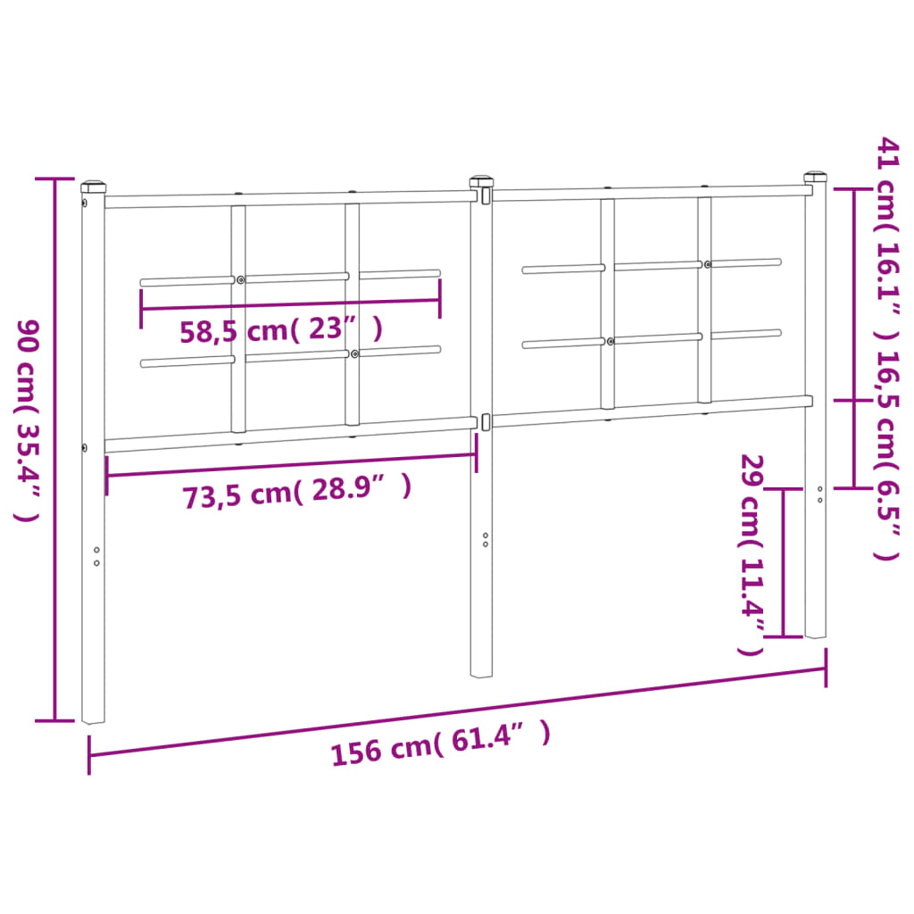 vidaXL Metal Replace Headboard White 150 cm