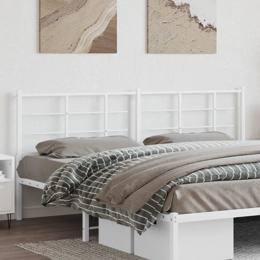 vidaXL Metal Replace Headboard White 200 cm