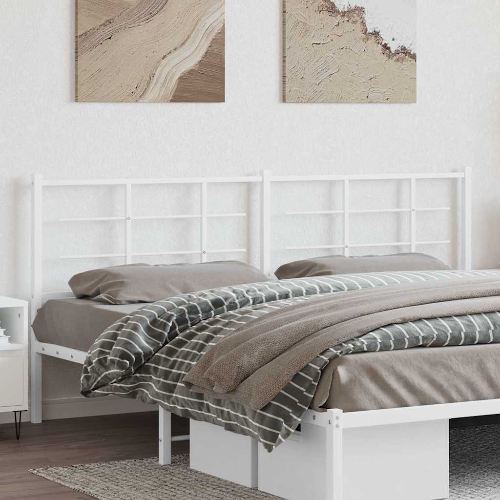 vidaXL Metal Replace Headboard White 200 cm