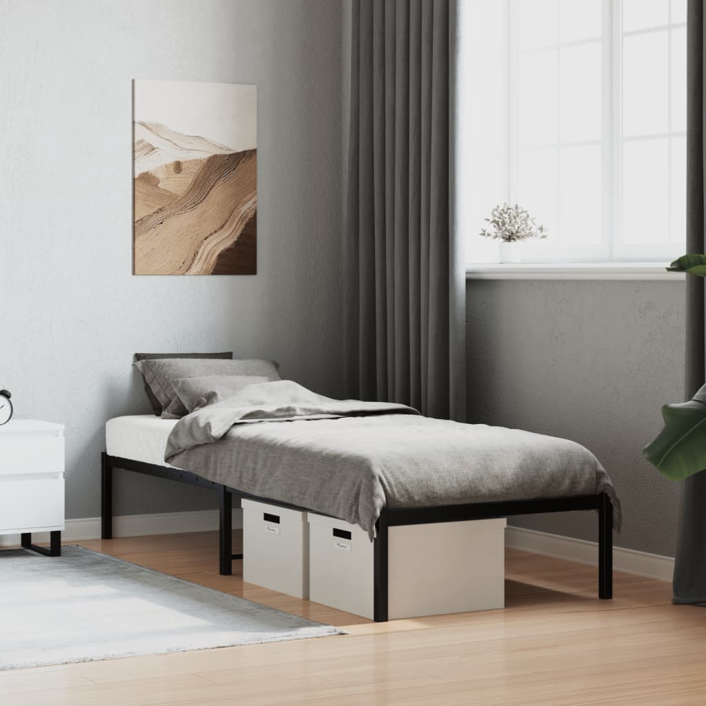 vidaXL Metal Bed Frame without Mattress Black 75x190cm