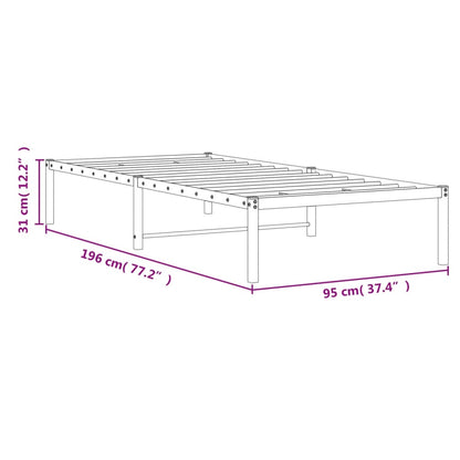 vidaXL Metal Bed Frame without Mattress Black 90x190cm