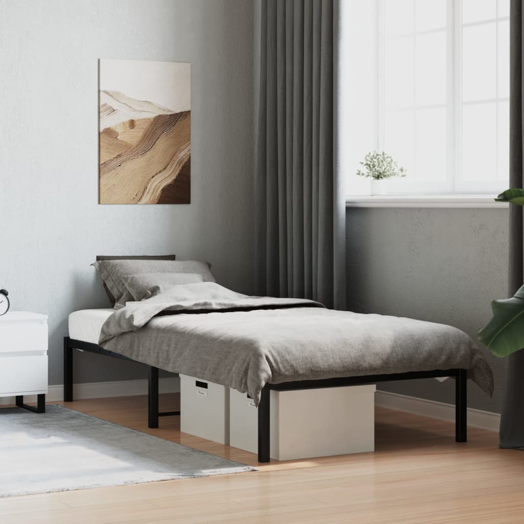 vidaXL Metal Bed Frame without Mattress Black 90x190cm