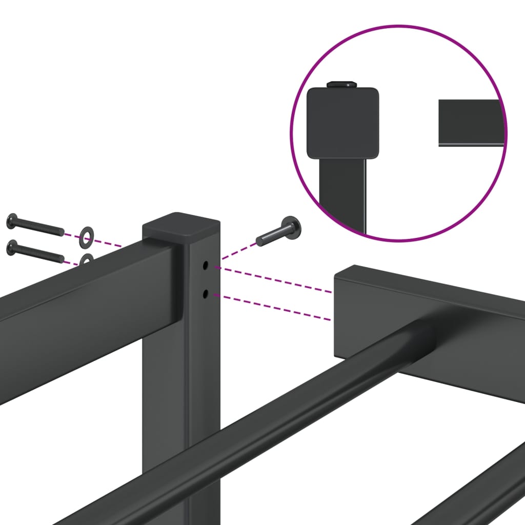 vidaXL Metal Bed Frame without Mattress Black 90x200cm