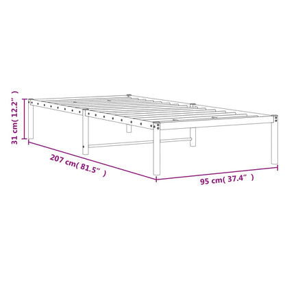 vidaXL Metal Bed Frame without Mattress Black 90x200cm