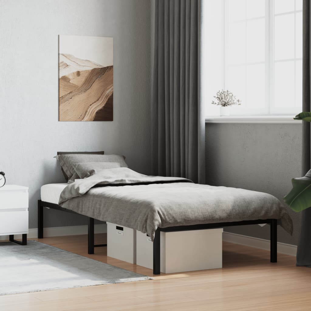 vidaXL Metal Bed Frame without Mattress Black 90x200cm