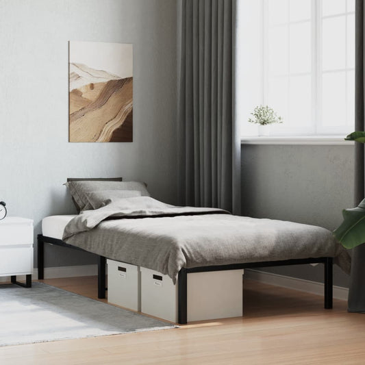vidaXL Metal Bed Frame without Mattress Black 100x200cm