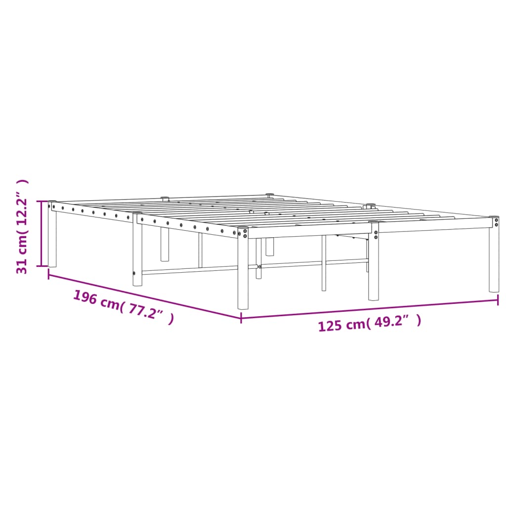 vidaXL Metal Bed Frame without Mattress Black 120x190cm