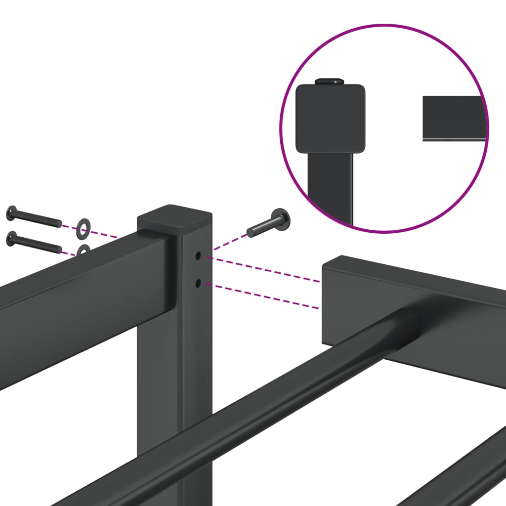 vidaXL Metal Bed Frame without Mattress Black 120x200cm