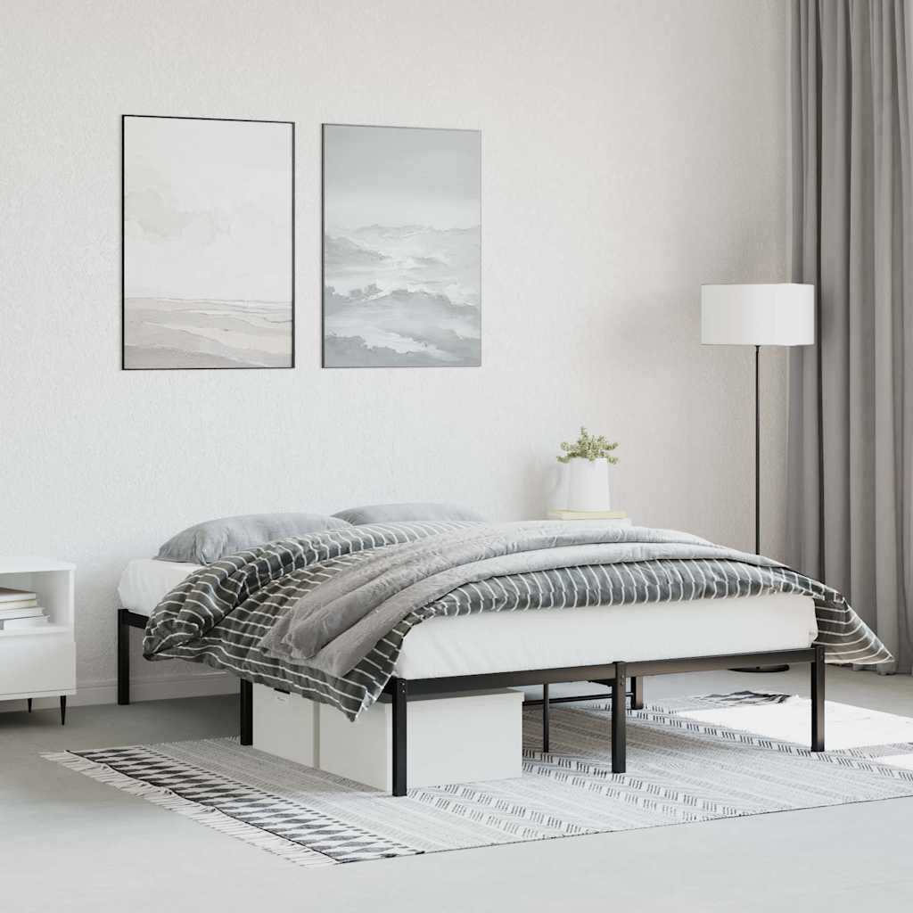 vidaXL Metal Bed Frame without Mattress Black 135x190cm
