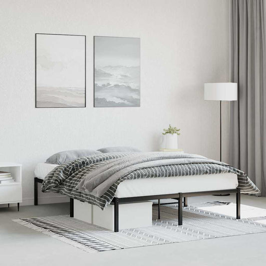 vidaXL Metal Bed Frame without Mattress Black 135x190cm