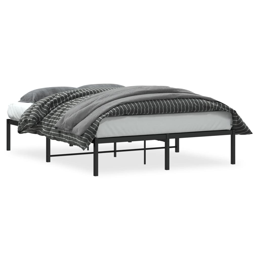 vidaXL Metal Bed Frame without Mattress Black 140x190cm