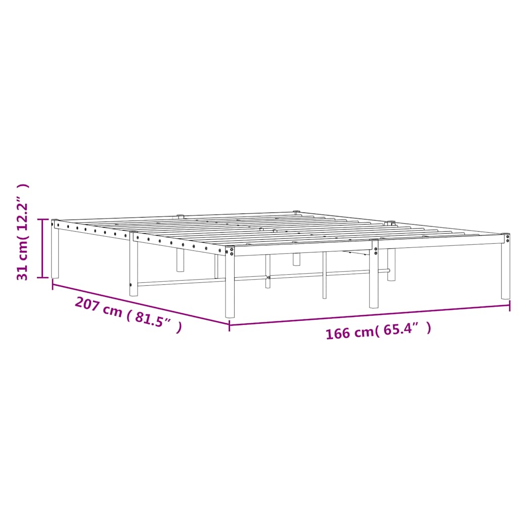 vidaXL Metal Bed Frame without Mattress Black 160x200cm