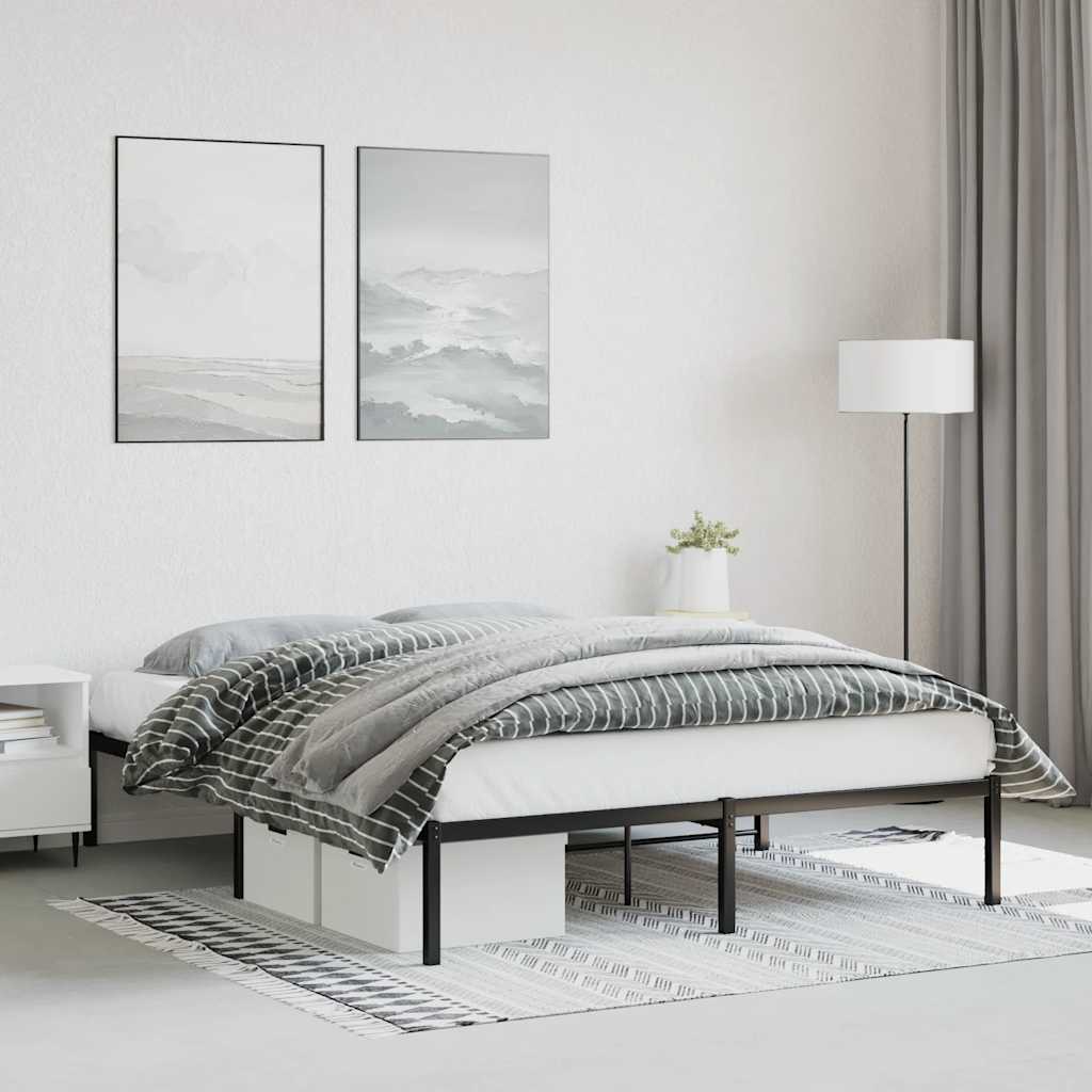 vidaXL Metal Bed Frame without Mattress Black 160x200cm
