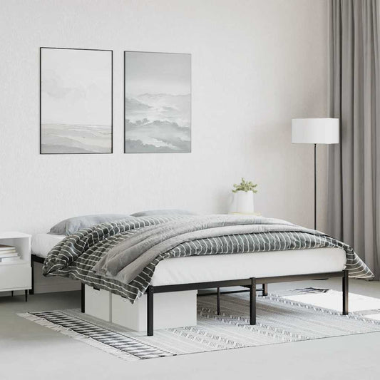 vidaXL Metal Bed Frame without Mattress Black 160x200cm