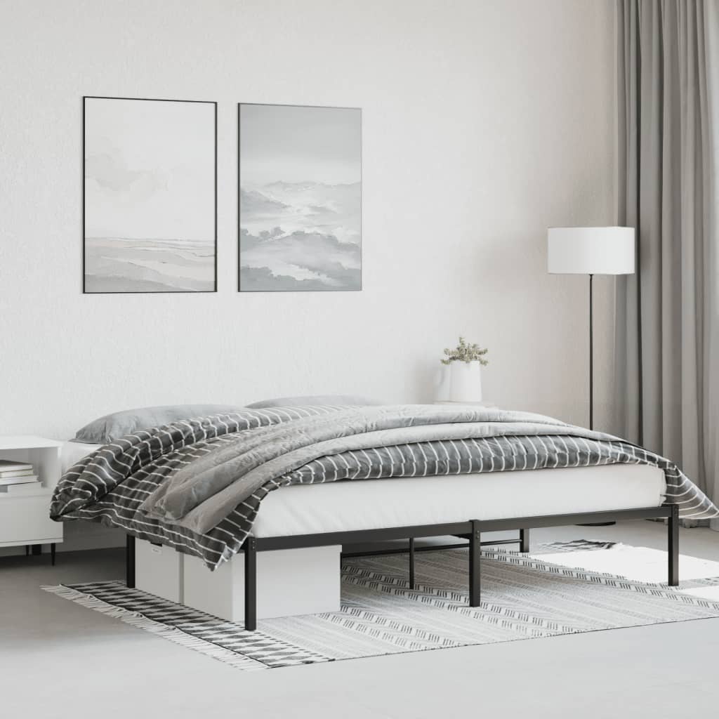 vidaXL Metal Bed Frame without Mattress Black 180x200cm