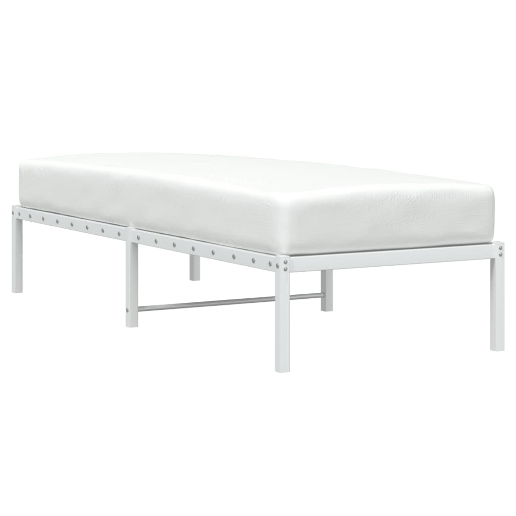 vidaXL Metal Bed Frame without Mattress White 75x190cm