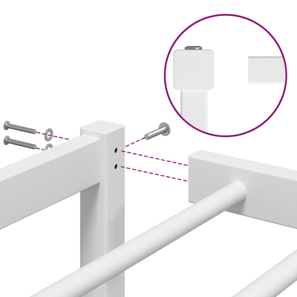 vidaXL Metal Bed Frame without Mattress White 80x200cm
