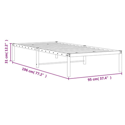 vidaXL Metal Bed Frame without Mattress White 90x190cm
