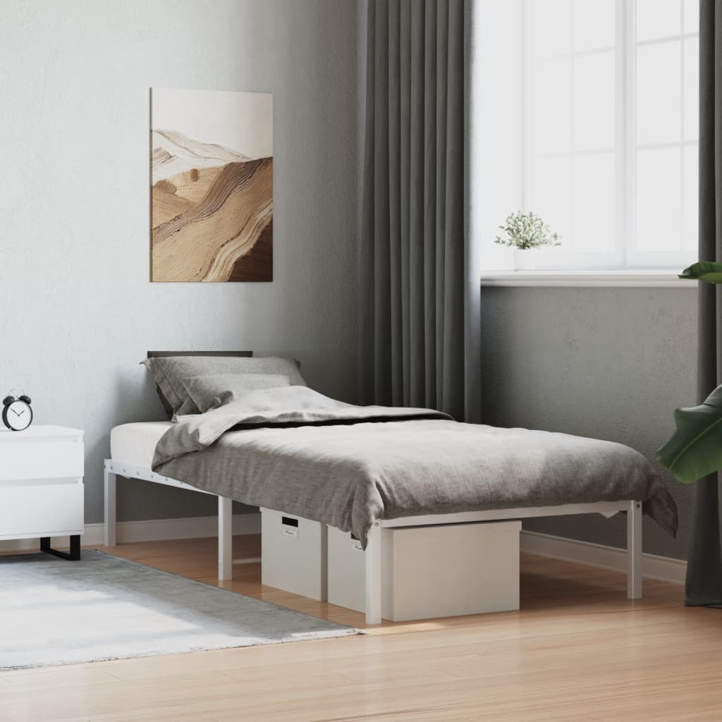 vidaXL Metal Bed Frame without Mattress White 90x190cm