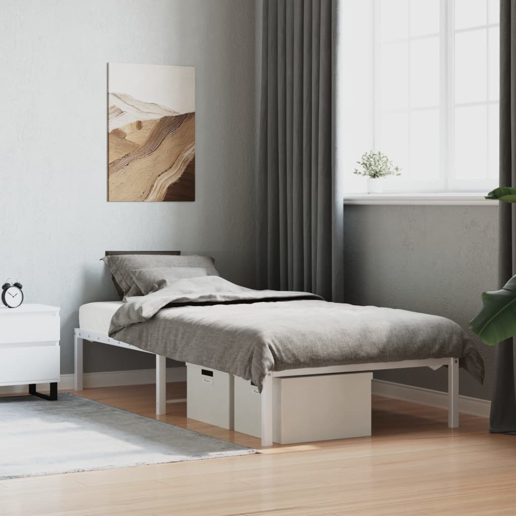 vidaXL Metal Bed Frame without Mattress White 90x200cm