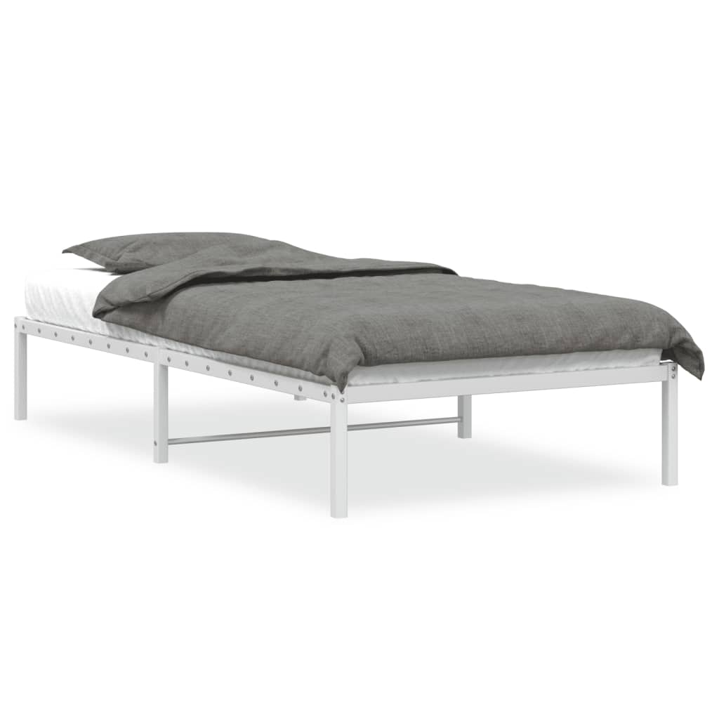 vidaXL Metal Bed Frame without Mattress White 107x203cm