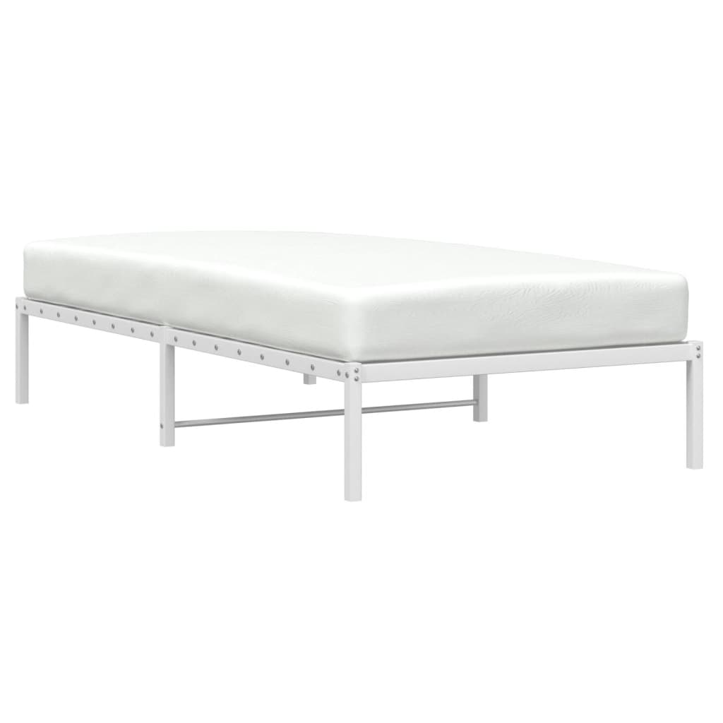 vidaXL Metal Bed Frame without Mattress White 107x203cm