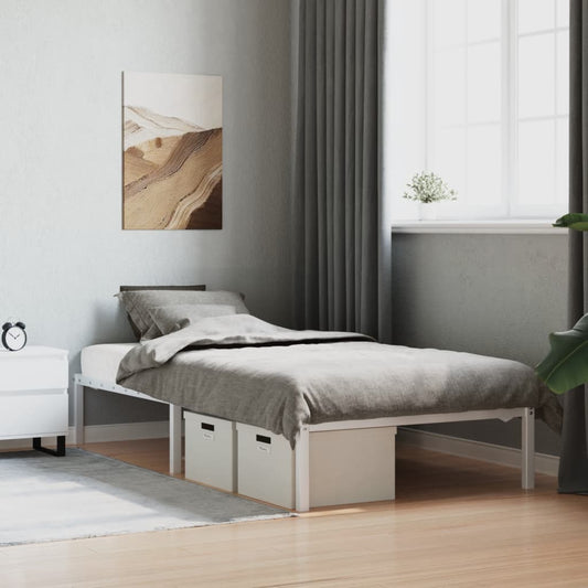 vidaXL Metal Bed Frame without Mattress White 107x203cm
