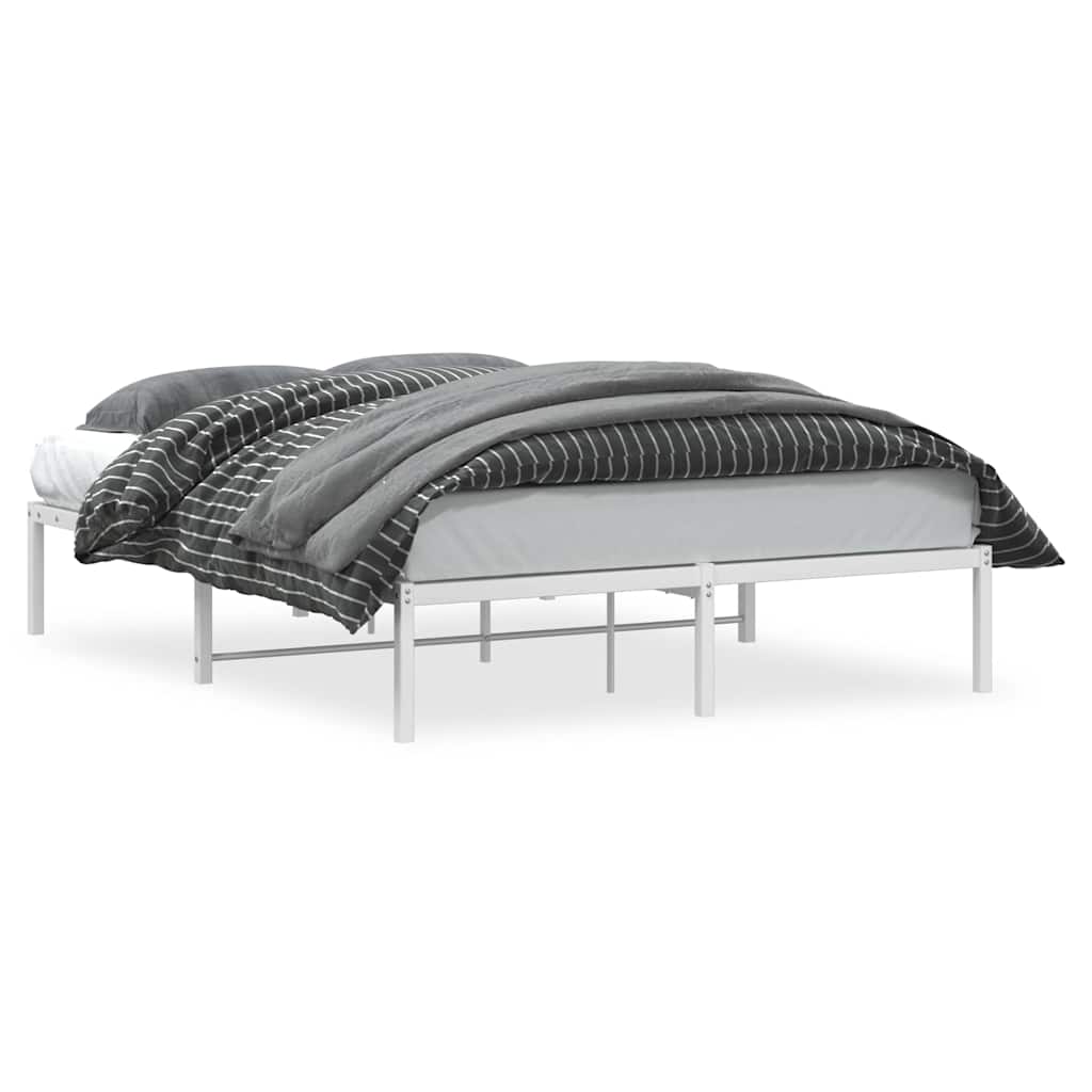vidaXL Metal Bed Frame without Mattress White 135x190cm