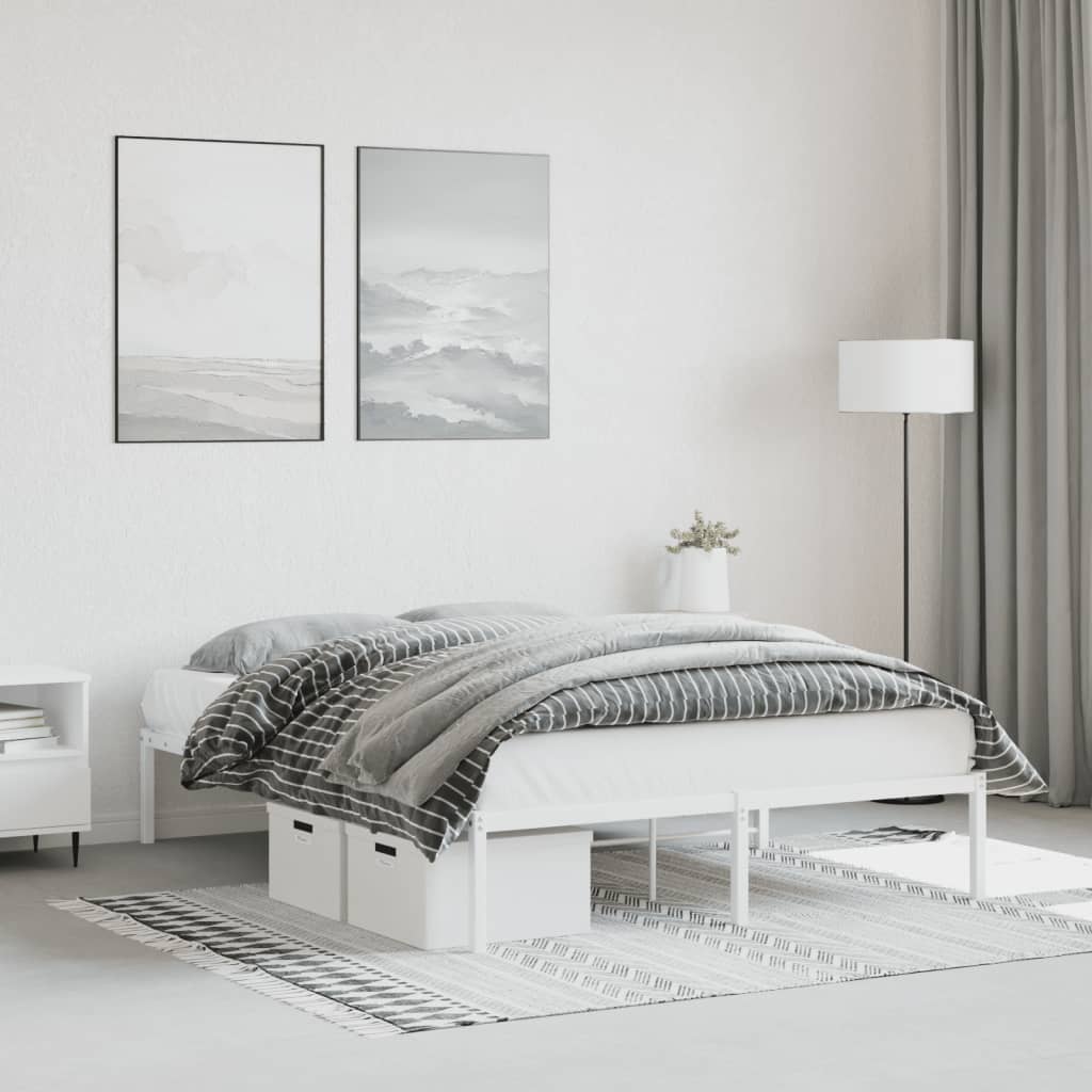 vidaXL Metal Bed Frame without Mattress White 140x200cm