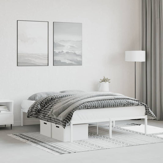 vidaXL Metal Bed Frame without Mattress White 140x200cm